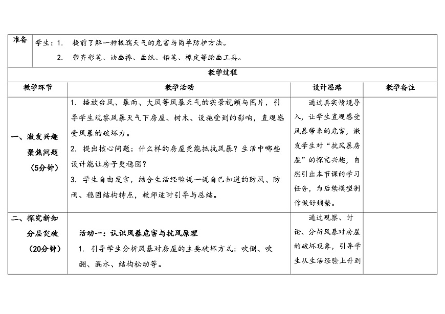24.极端天气防护科普画（表格式教案）2025-2026学年粤教粤科版三年级科学下册第3页