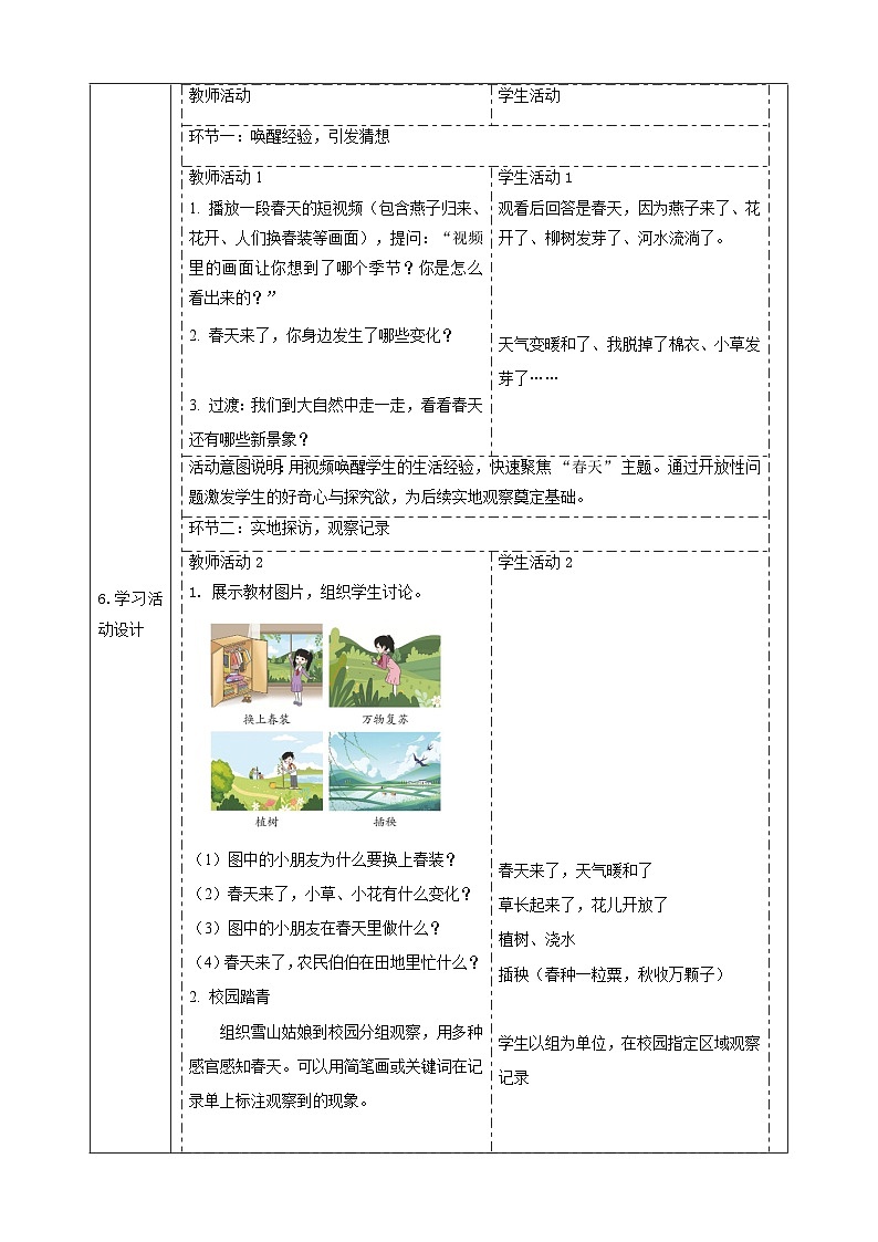 2.1《探访春天》教案2025-2026学年科学二年级下册大象版第2页