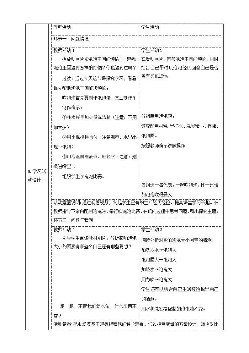 【体验单元】《吹泡泡 找联系》表格式教案2025-2026学年科学二年级下册大象版第2页