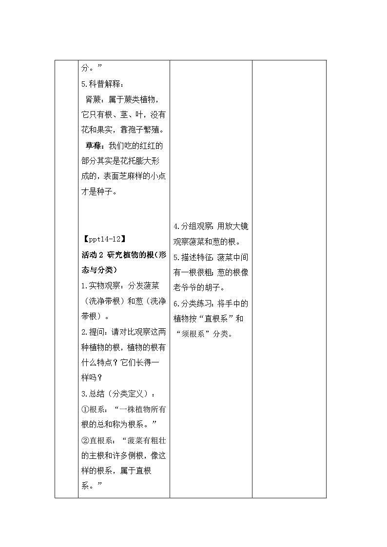 第10课 植物的根 教案表格式  小学科学青岛版六三制（2024）三年级下册第3页