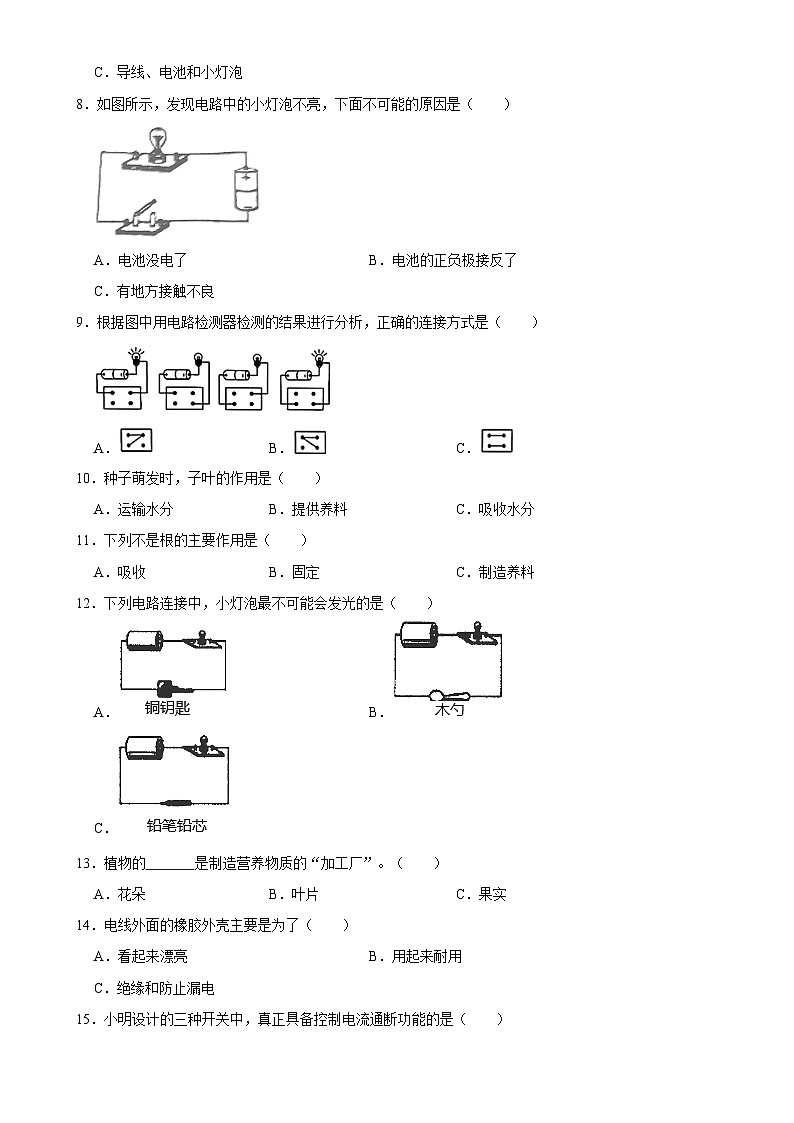 广东省深圳市罗湖区四年级下学期期中科学试卷-A4第2页