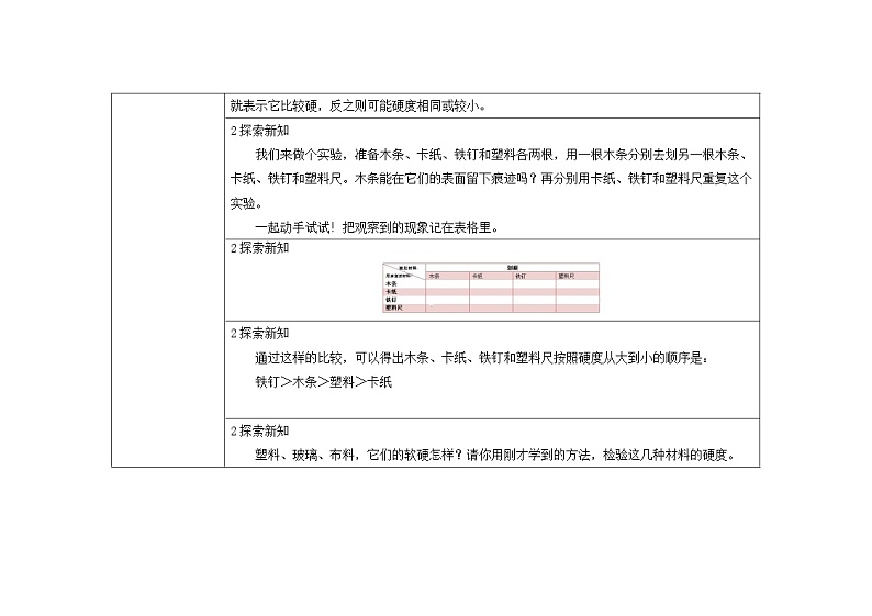 三年级上册科学教案 第三单元《哪种材料硬》教科版03