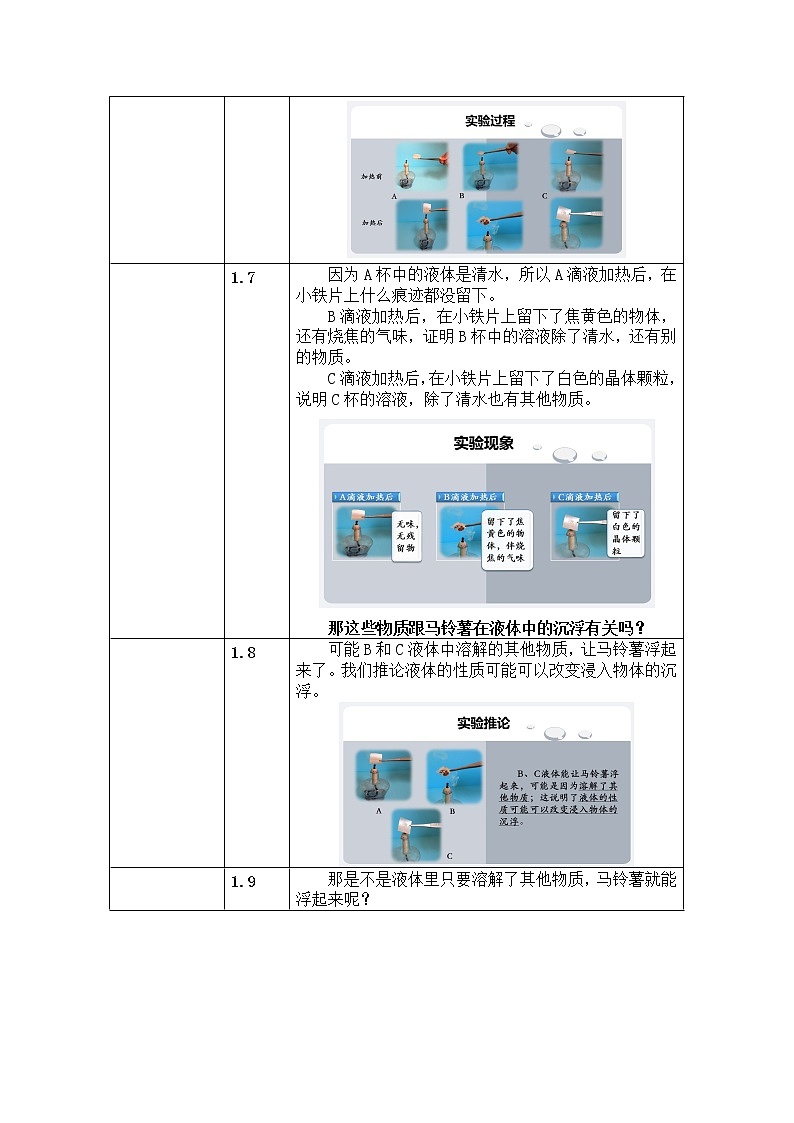 五年级下册科学教案 第一单元  第7课  马铃薯在液体中的沉浮 教科版03