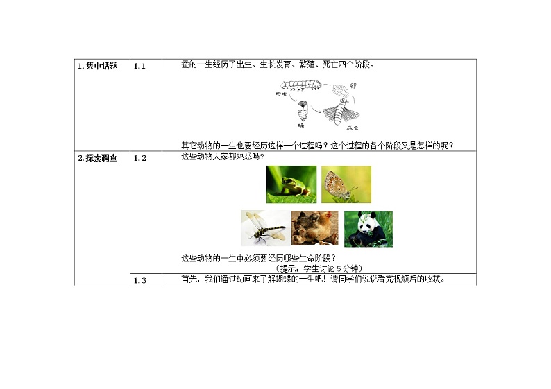 三年级下册科学教案 第二单元  第6课   其他动物的生命周期（教科版）02