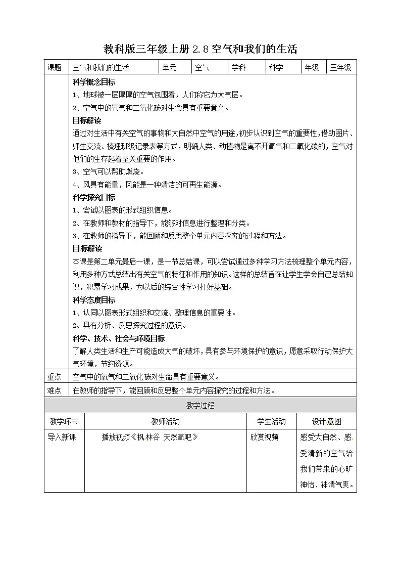 2.8《空气和我们的生活》教案01