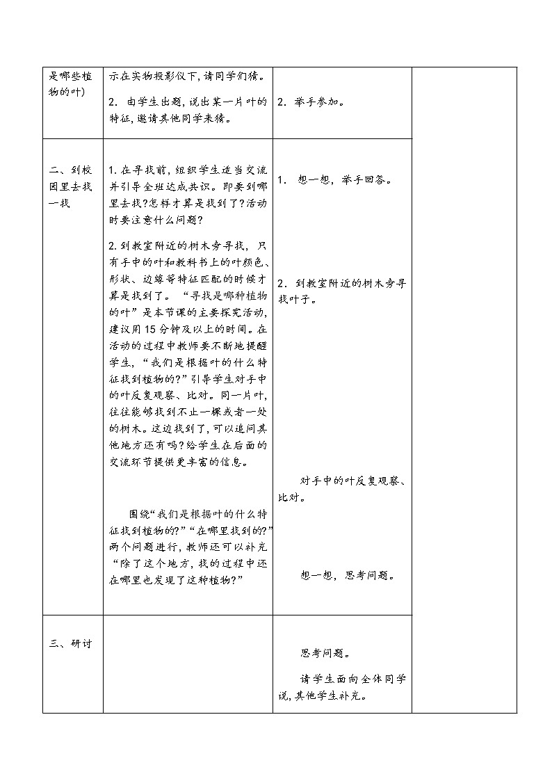 教科版科学一上：1.4《这是谁的叶》教案02