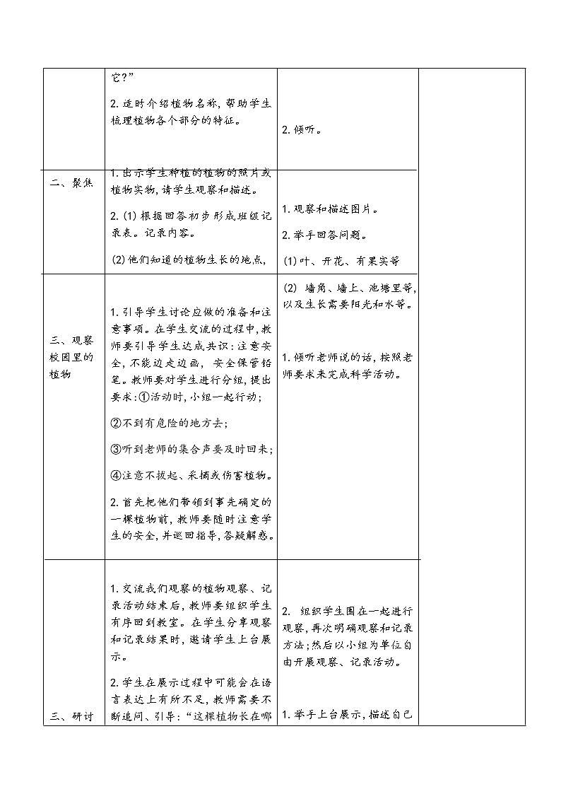 教科版科学一上：1.6《校园里的植物》教案02