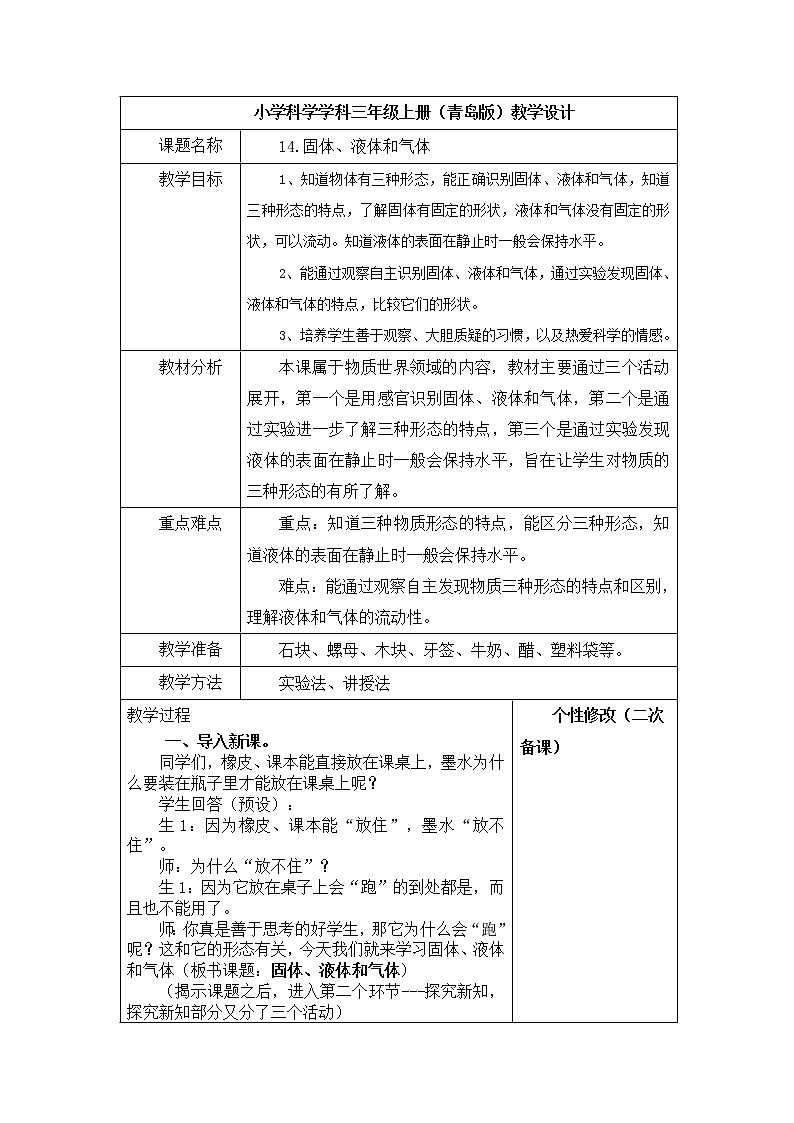 4.14 《固体、液体和气体》 教案01