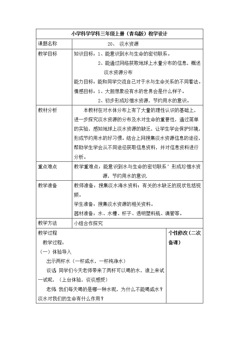 5.20 《淡水资源》 教案01