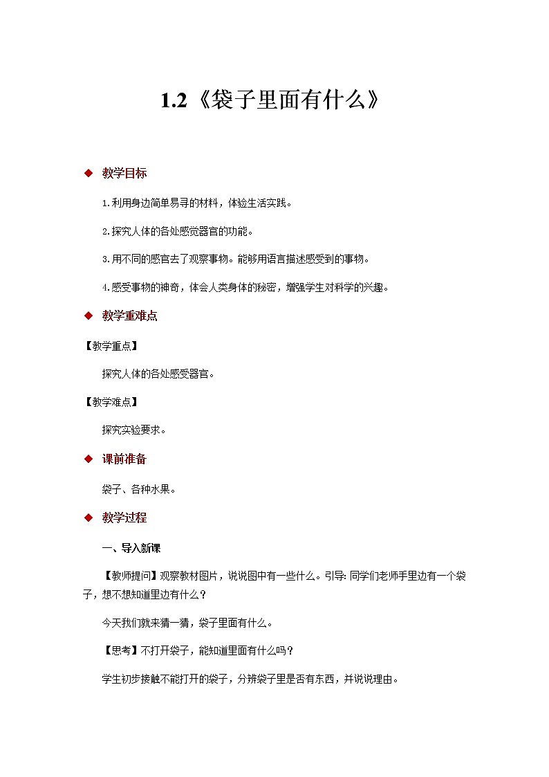 1.2《 袋子里面有什么》教案01