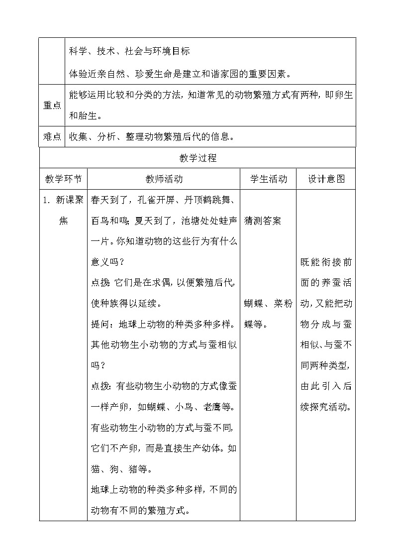 新人教鄂教版科学四上：2.6动物的繁殖教案02