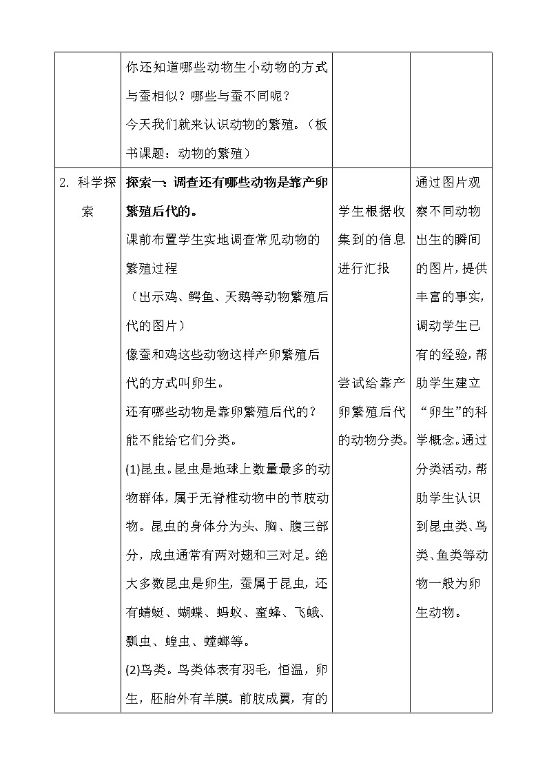 新人教鄂教版科学四上：2.6动物的繁殖教案03