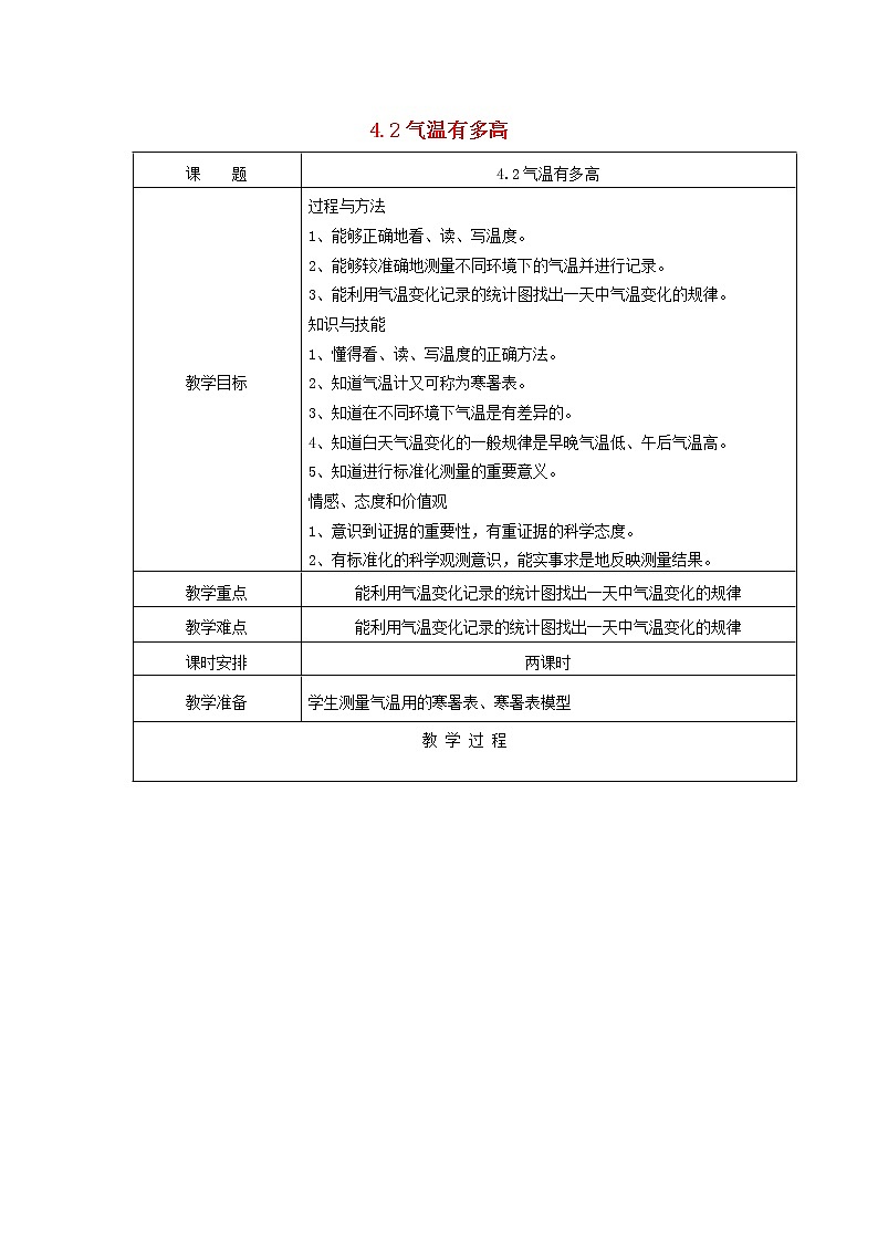 三年级科学下册第四单元关心天气2气温有多高教案苏教版第1页