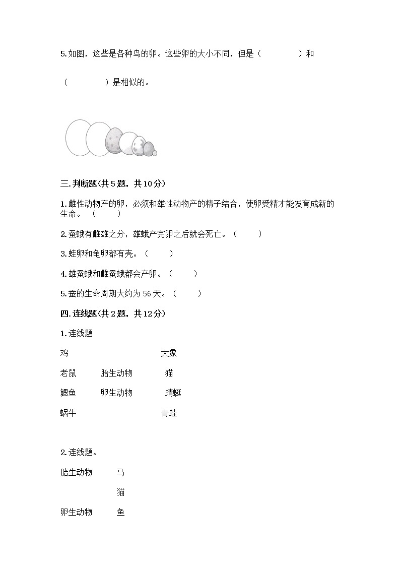 教科版三年级下册科学第二单元动物的一生测试卷（含答案）第2页