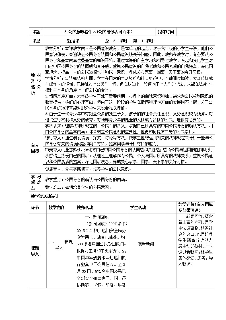 3 公民意味着什么(公民身份从何而来）教案01
