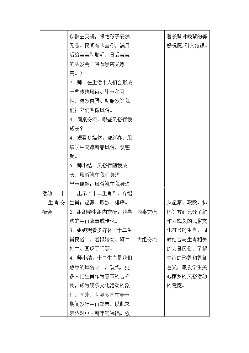 部编版 五四学制 五年级上册 道德与法治  1. 我们当地的风俗（教案）02