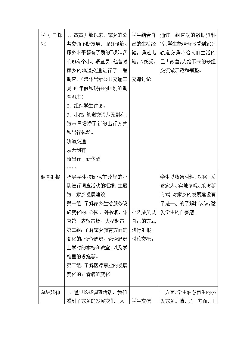 部编版 五四学制 五年级上册 道德与法治  3. 家乡的喜与忧（教案）02