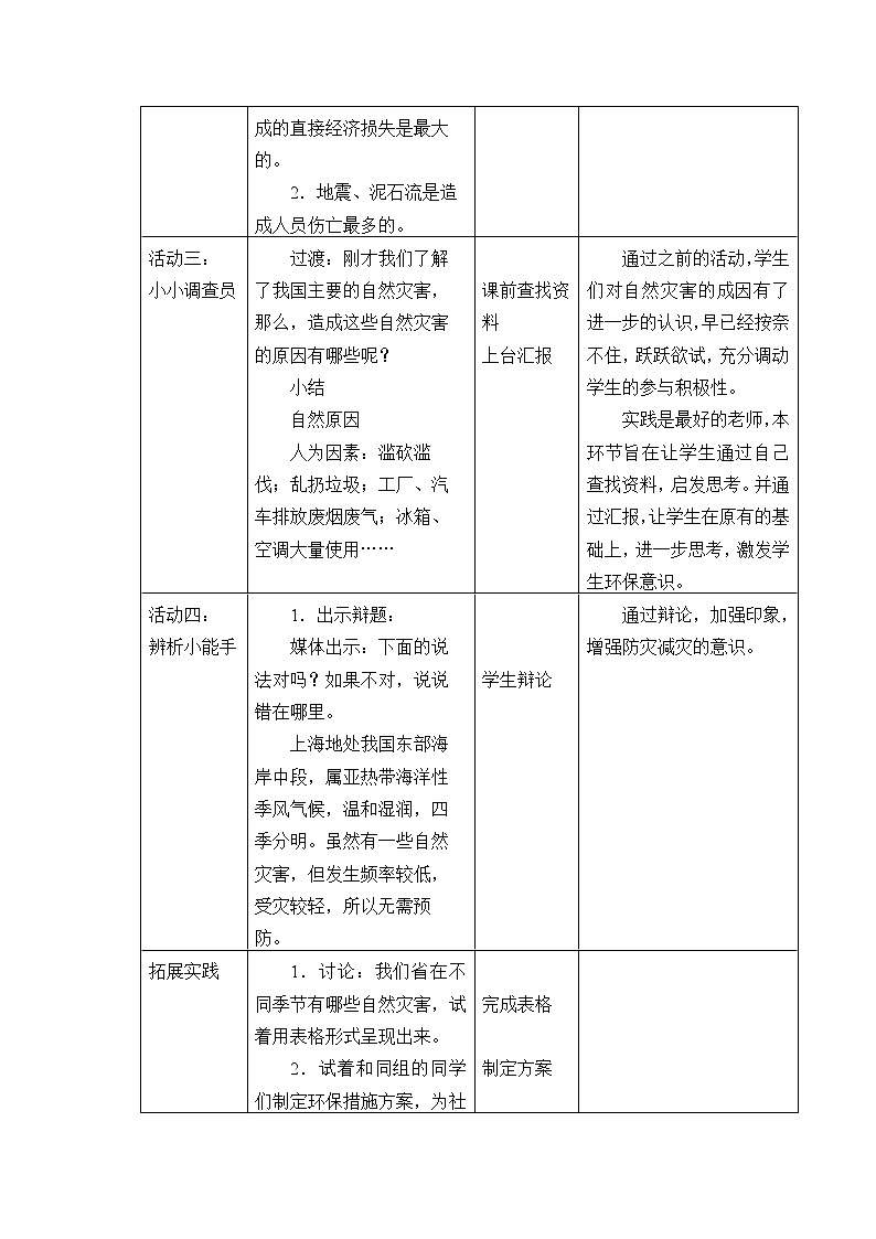 部编版 五四学制 五年级上册 道德与法治  16. 应对自然灾害（教案）第3页