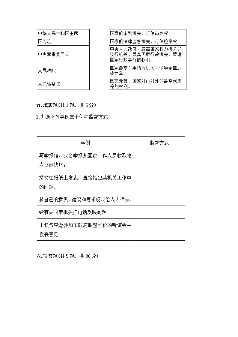 部编版六年级上册道德与法治期末测试卷答案免费下载第3页