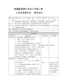 人教部编版六年级上册2 宪法是根本法教案设计