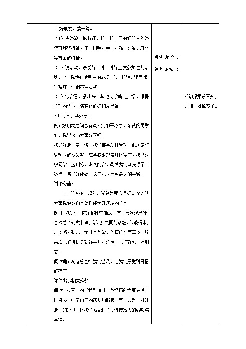 统编版 道德与法治 四年级下册 1.1说说我的好朋友  教案第2页