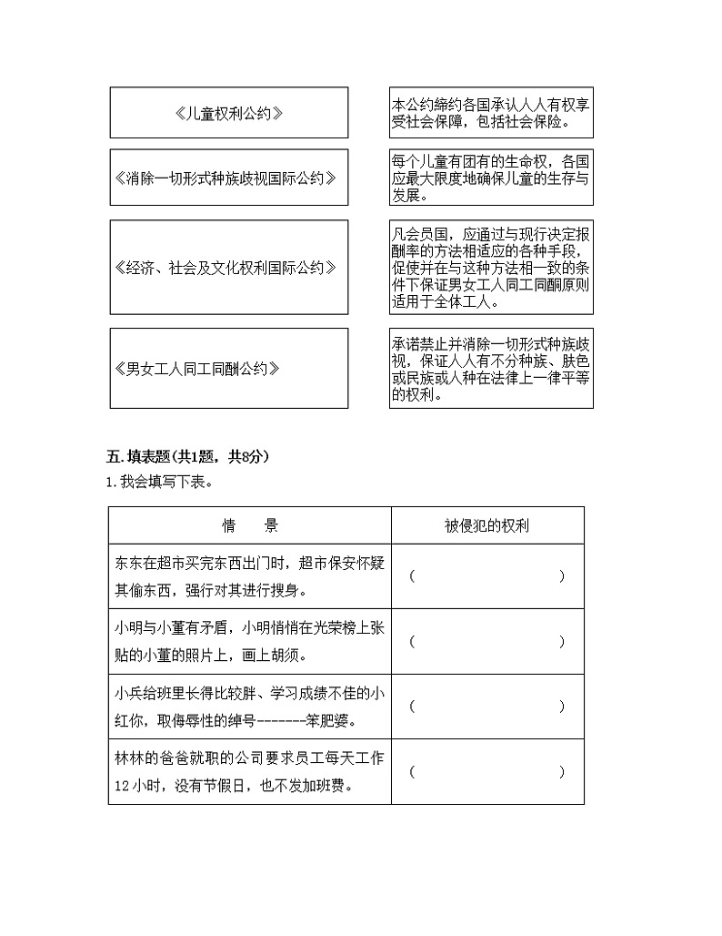 期末测试卷（试题）-2021-2022学年道德与法治六年级上册-部编版（含答案）第3页