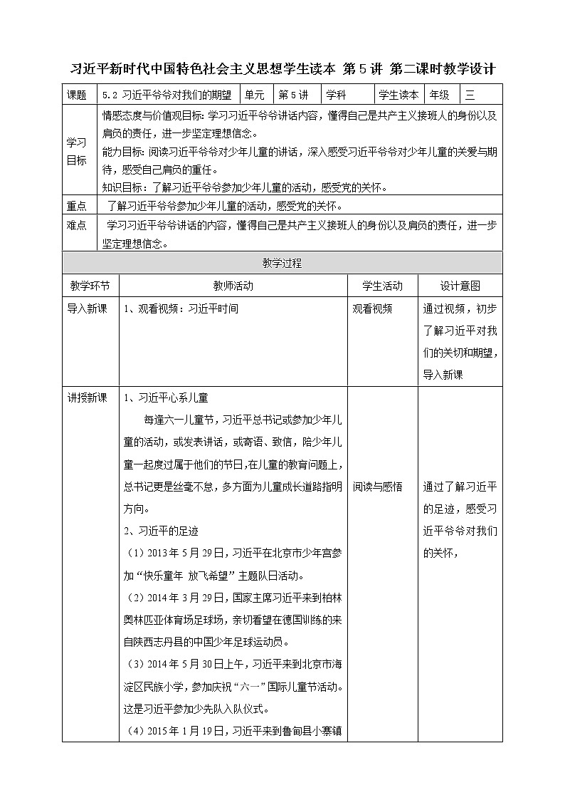 5.2 习近平爷爷对我们的期望（课件+教案）01