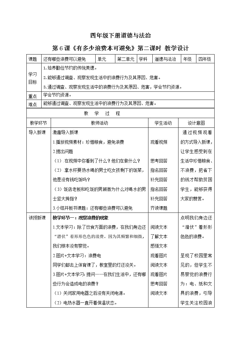 第6课《有多少浪费本可避免》PPT教学课件（第二课时）素材+教案教学设计01