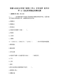 小学政治 (道德与法治)人教部编版五年级下册12 富起来到强起来精品测试题