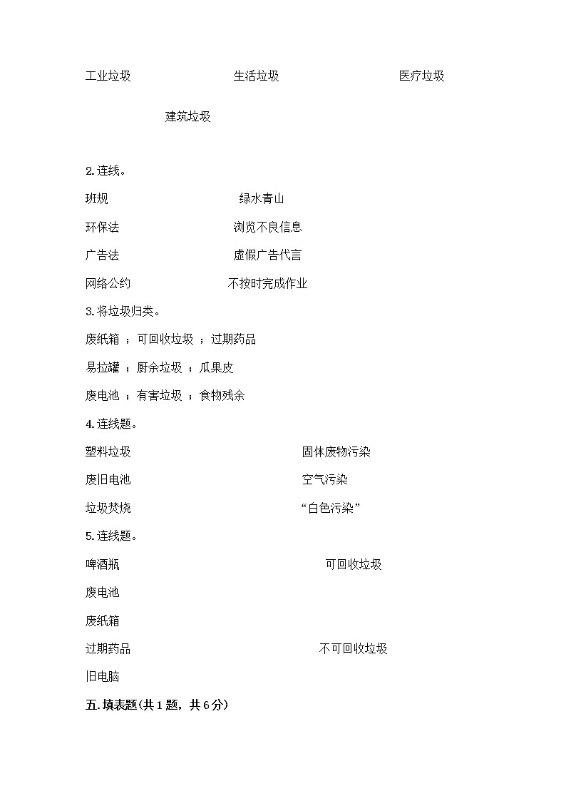 部编版（五四制）四年级下册第五单元 让生活多一些绿色 13 我们所了解的环境污染测试题附参考答案【预热题】第3页