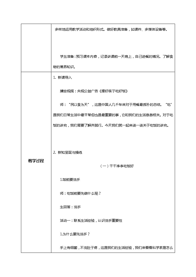 10.吃饭有讲究 教学设计第2页