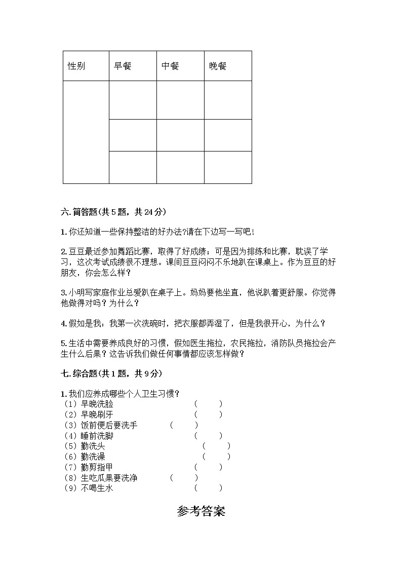 人教部编版 一年级下册第一单元 我的好习惯 2 我们有精神 试卷及答案【夺冠】第3页