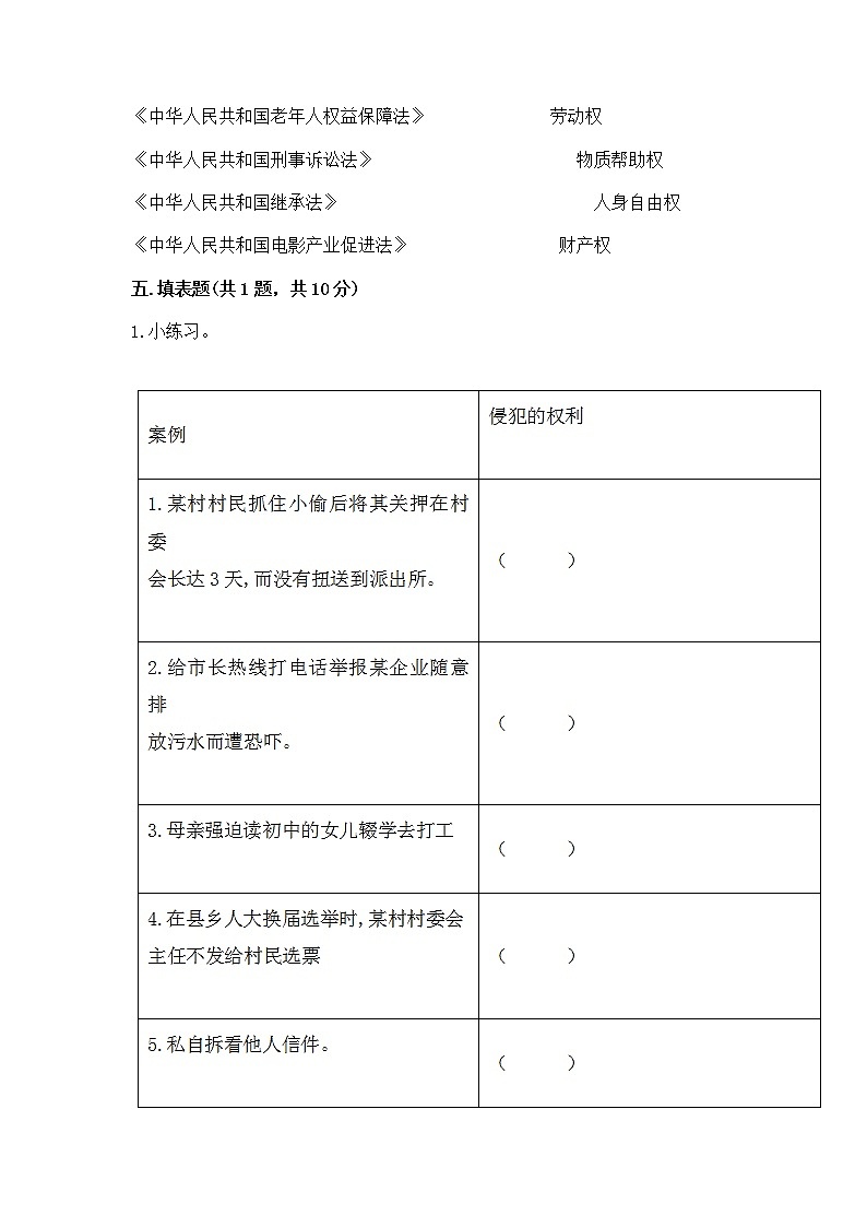 人教部编版  五年级下册第三单元 我们是公民 6 公民意味着什么测试卷【能力提升】第3页
