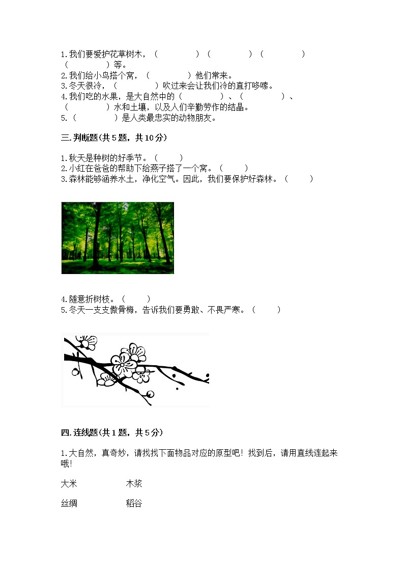 人教部编版  一年级下册第二单元 我和大自然 5 风儿轻轻吹 测试卷（实用）第2页