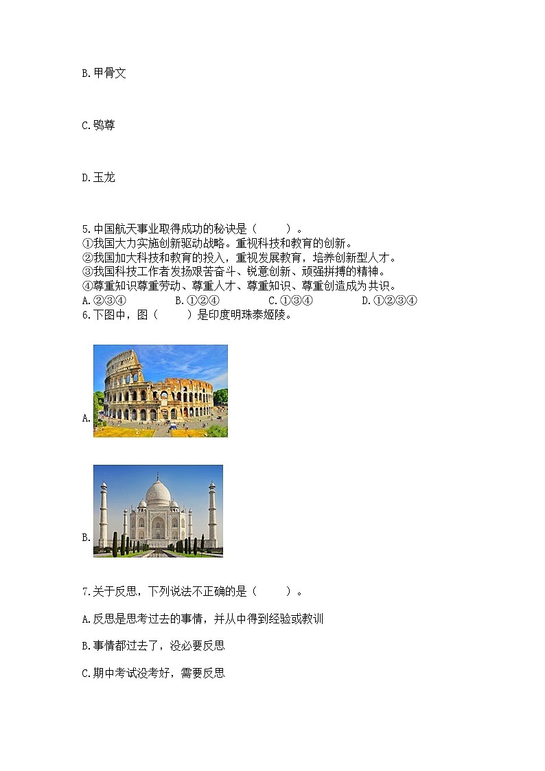 部编版小学六年级下册道德与法治期末卷精品（夺冠系列）02