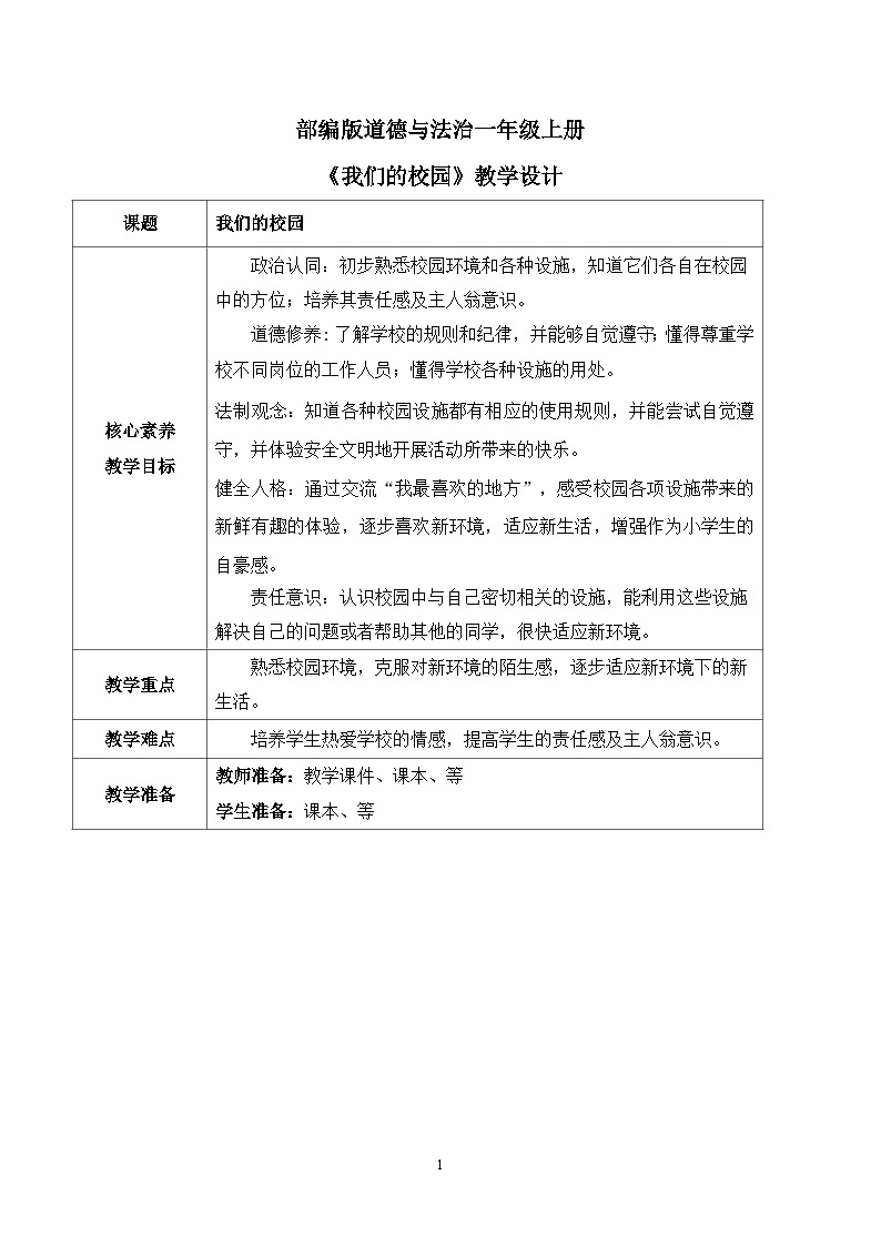 【核心素养】部编版道德与法治一上2.5《我们的校园》 课件+教学设计01