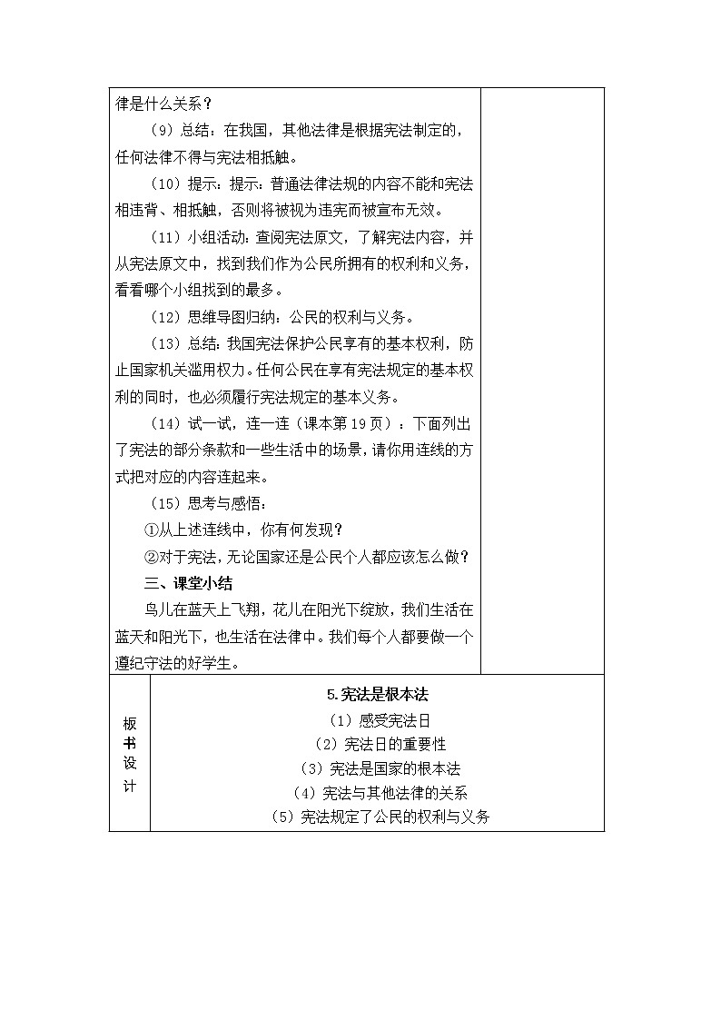 5.宪法是根本法 教学设计03