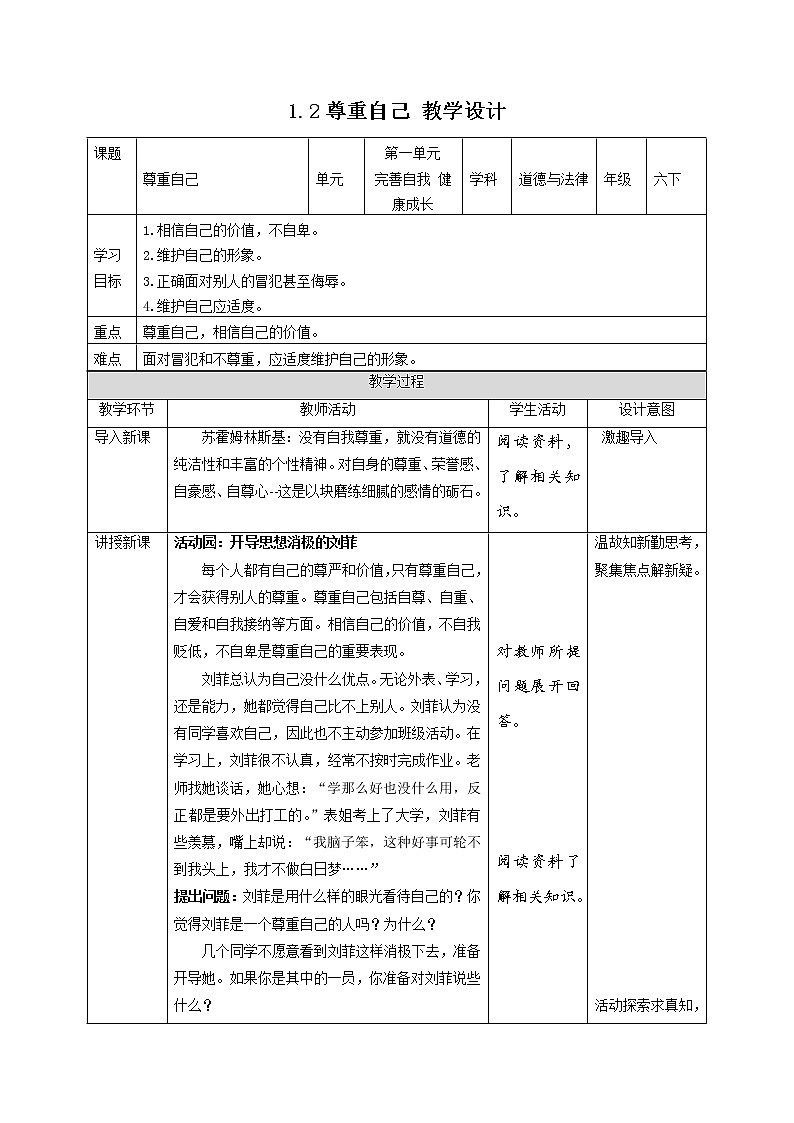 【人教版】六年级下册道德与法治1.《学会尊重》（第二课时） 课件（送教案）01