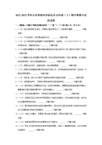 山东省滨州市沾化区2022-2023学年 五年级（上）期中道德与法治试卷