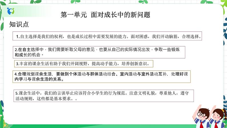 2022—2023学年第一学期五年级上册道德与法治期末单元知识点复习大串讲精美PPT教学课件03