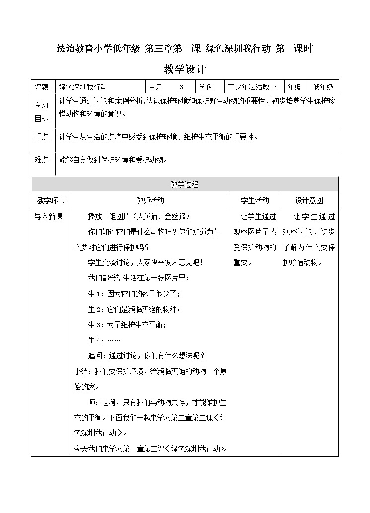 3.2  绿色深圳我行动 第2课时 课件+教案+素材01