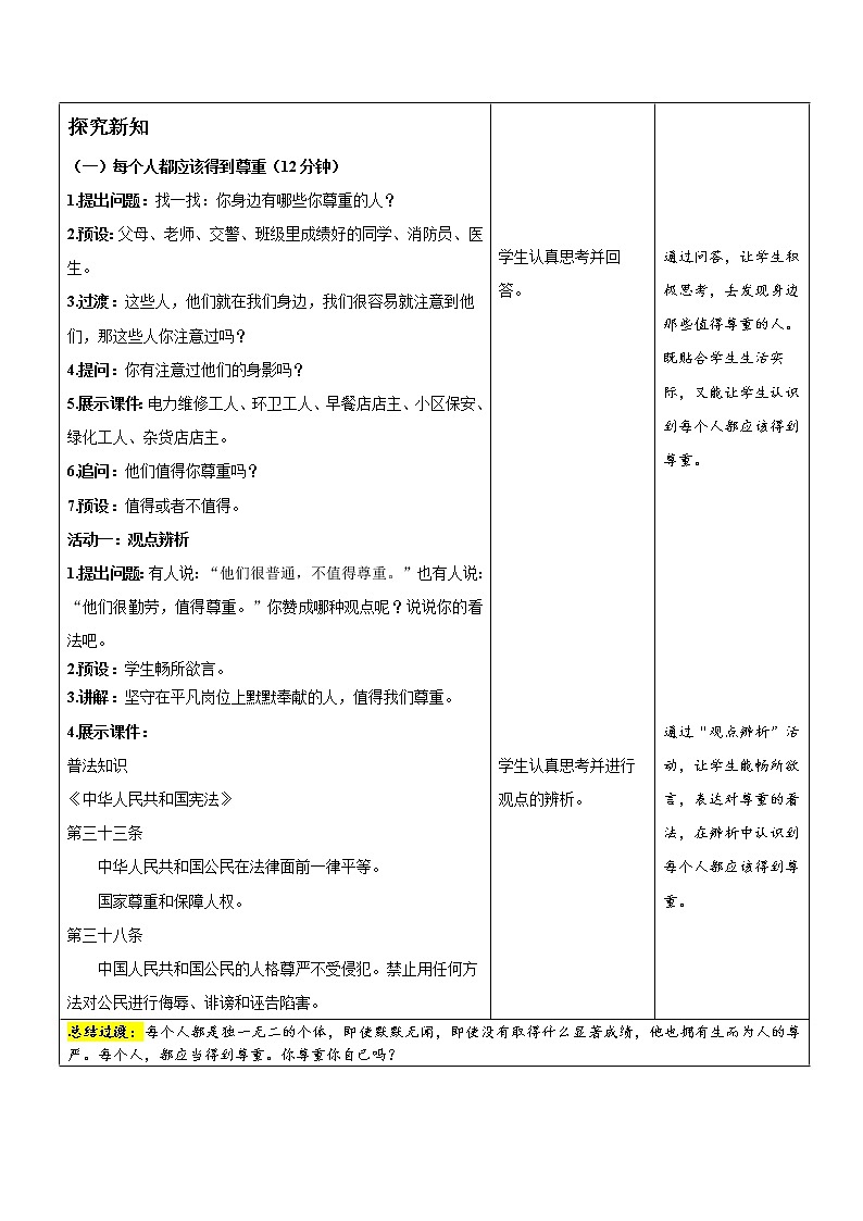 统编小学道德与法治六年级下册《学会尊重》第1课时示范公开课教案02