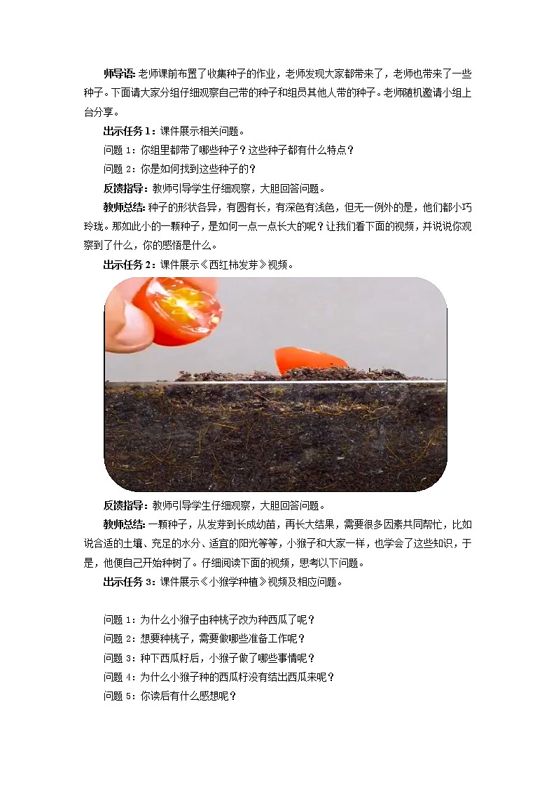 《试种一粒籽》第1课时示范课教案【人教部编版道德与法治二年级下册】第2页