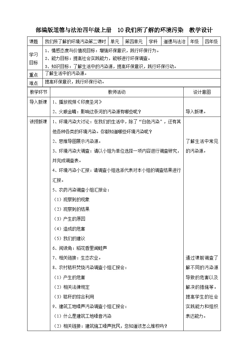10我们所了解的环境污染  第二课时教案第1页