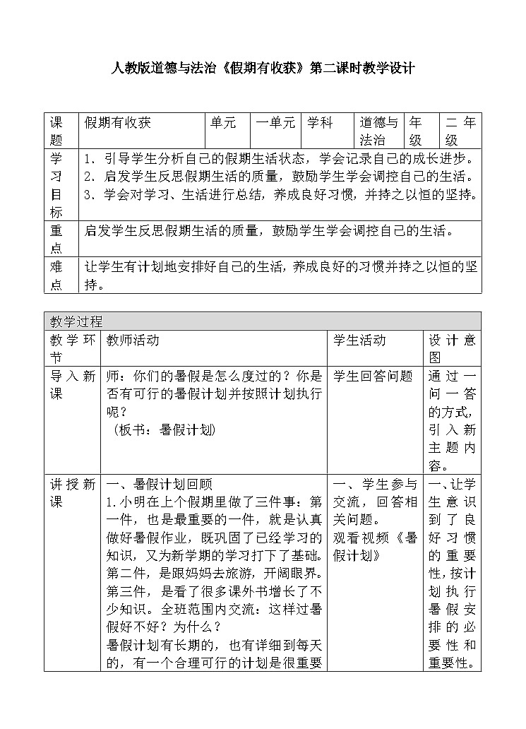 道法部编版五四学制1.假期有收获 课件+教案01