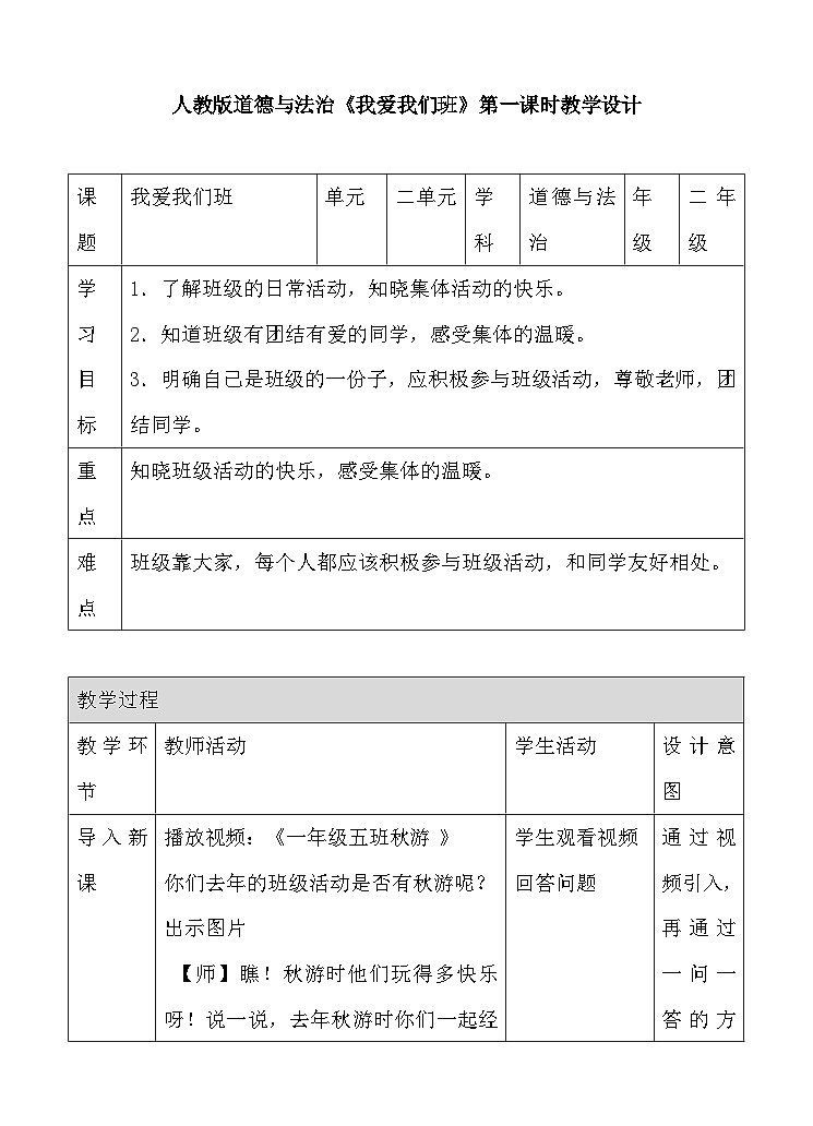 道法部编版五四学制5.我爱我们班 课件+教案01