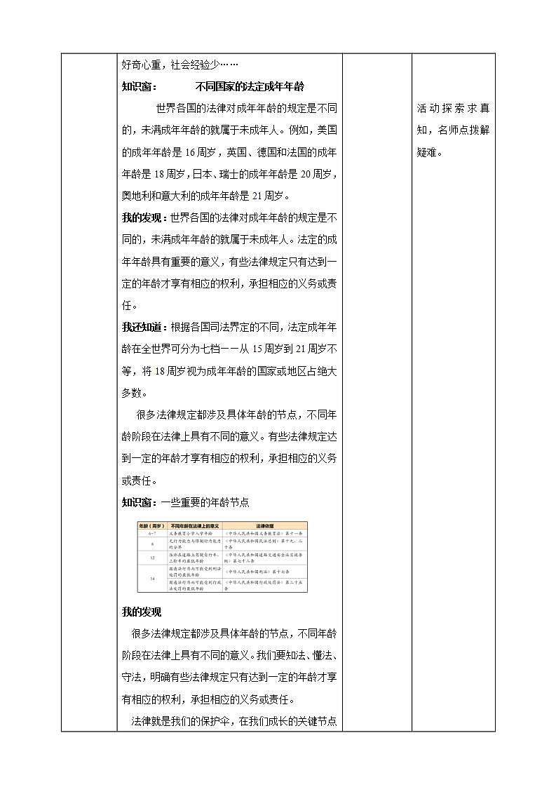 人教部编版道德与法治六上 4.8我们受特殊保护 第1课时 我们是未成年人（教案）第2页
