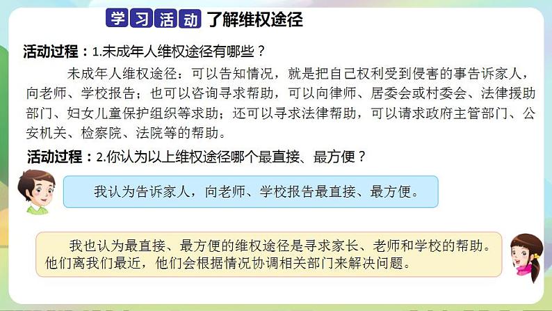 道德与法治部编版六年级上4.9《知法守法 依法维权 第3课时 依法维权有途径》课件+教案+练习+素材04