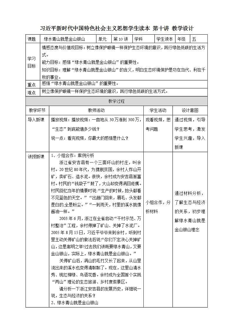 第10讲《绿水青山就是金山银山》 课件+教案+素材01