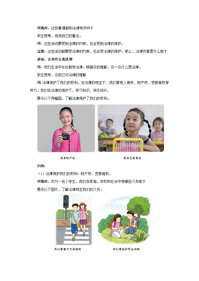 人教版道德与法治六年级上册《感受生活中的法律》（第1课时）课件+教案02